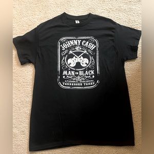 Brand New Mens JOHNNY CASH MAN IN BLACK Logo Grsphic Tee Shirt GILDAN tag Sz M